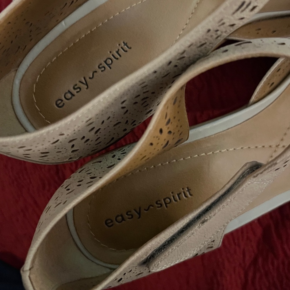 Beige Laser Cut Mary Jane Flats - Picture 6 of 7